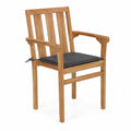Chaise de jardin en teck avec coussin en polyester noir