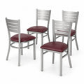Lot de 4 chaises en métal et similicuir Bordeaux