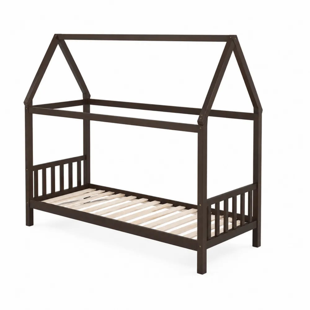 Lit cabane en bois massif Marron