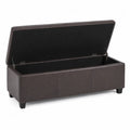 Banc de rangement en cuir synthétique brun 120x40x40 cm