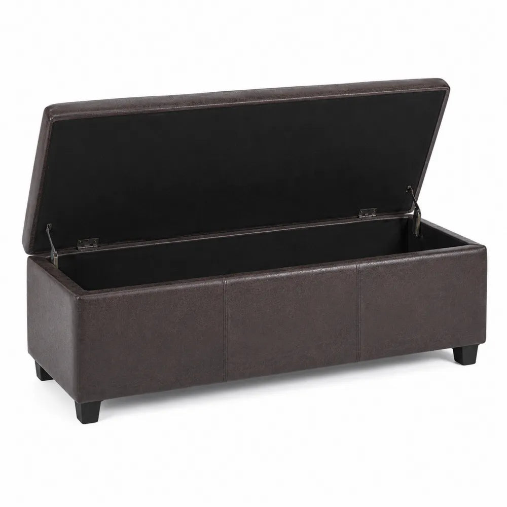 Banc de rangement en cuir synthétique brun 120x40x40 cm