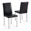 Chaises en similicuir noir avec pieds en métal, ensemble de 2