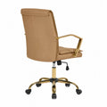 Chaise de bureau en cuir PU Beige avec accoudoirs dorés