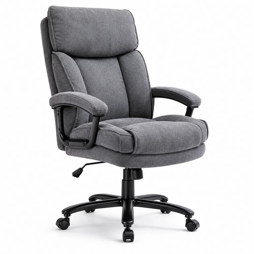 Chaise de bureau en tissu avec accoudoirs rembourrés