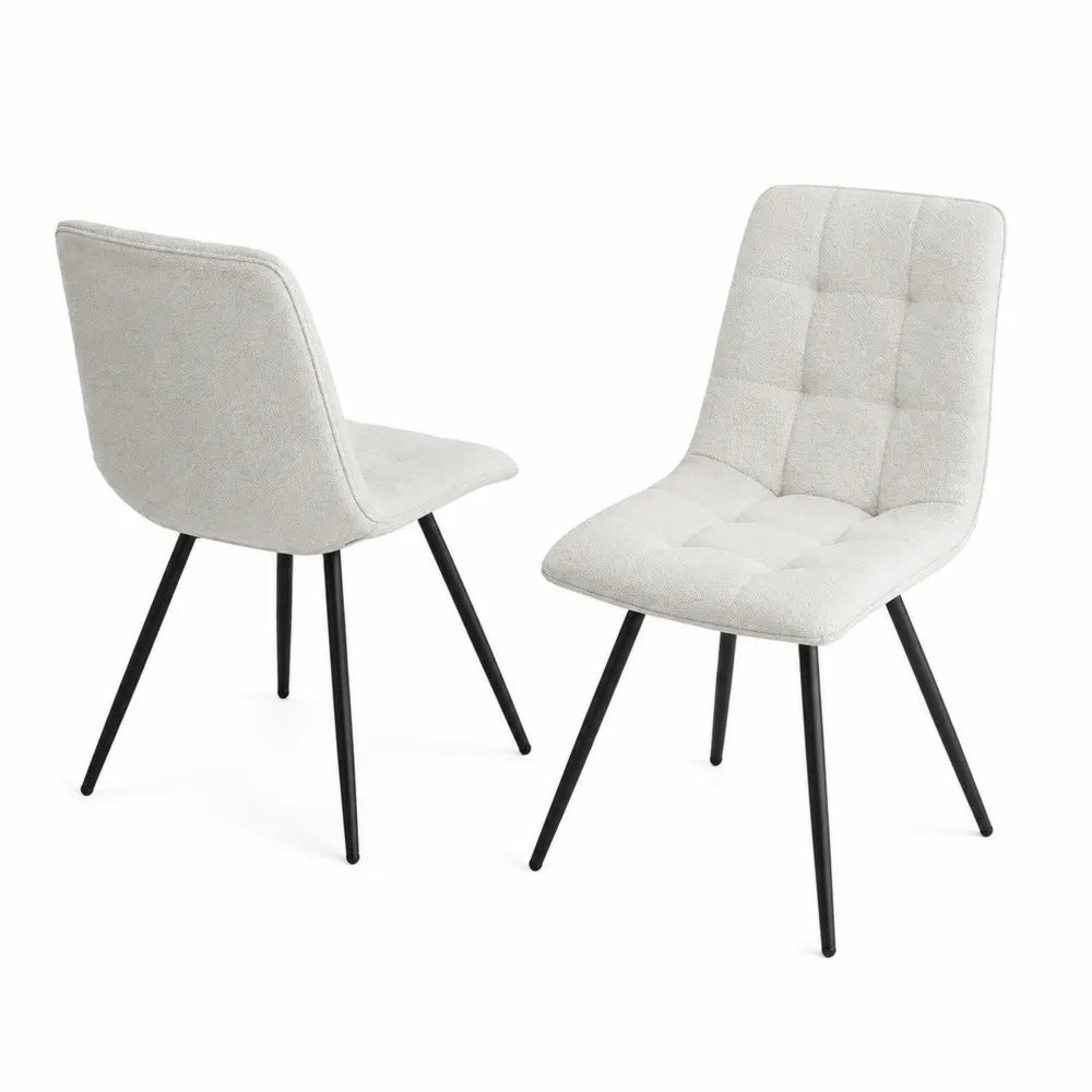 Set de 2 chaises en tissu Gris clair avec pieds en métal Noir