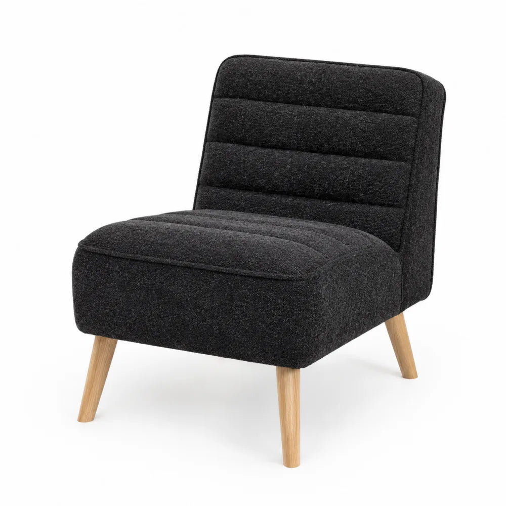 Fauteuil en tissu Gris Foncé avec pieds en bois