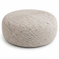 Pouf rond en corde de coton Beige 60 cm