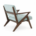 Fauteuil en bois et tissu polyester Bleu Clair