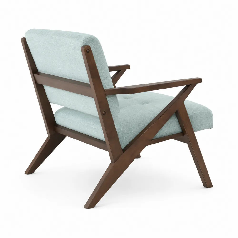 Fauteuil en bois et tissu polyester Bleu Clair