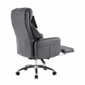 Fauteuil de bureau en cuir synthétique Gris avec repose-pieds réglable et base chromée