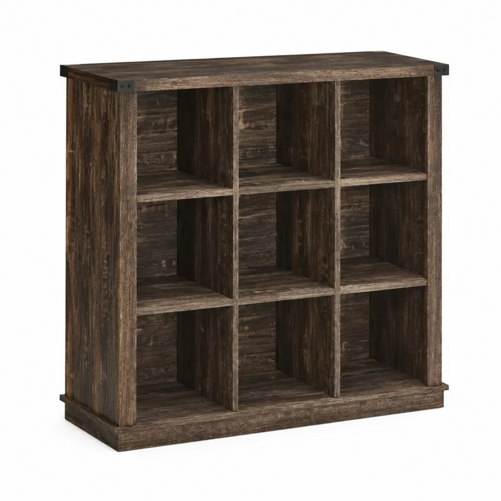Étagère de rangement en bois marron 9 compartiments