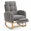 Fauteuil à bascule en tissu gris avec repose-pieds