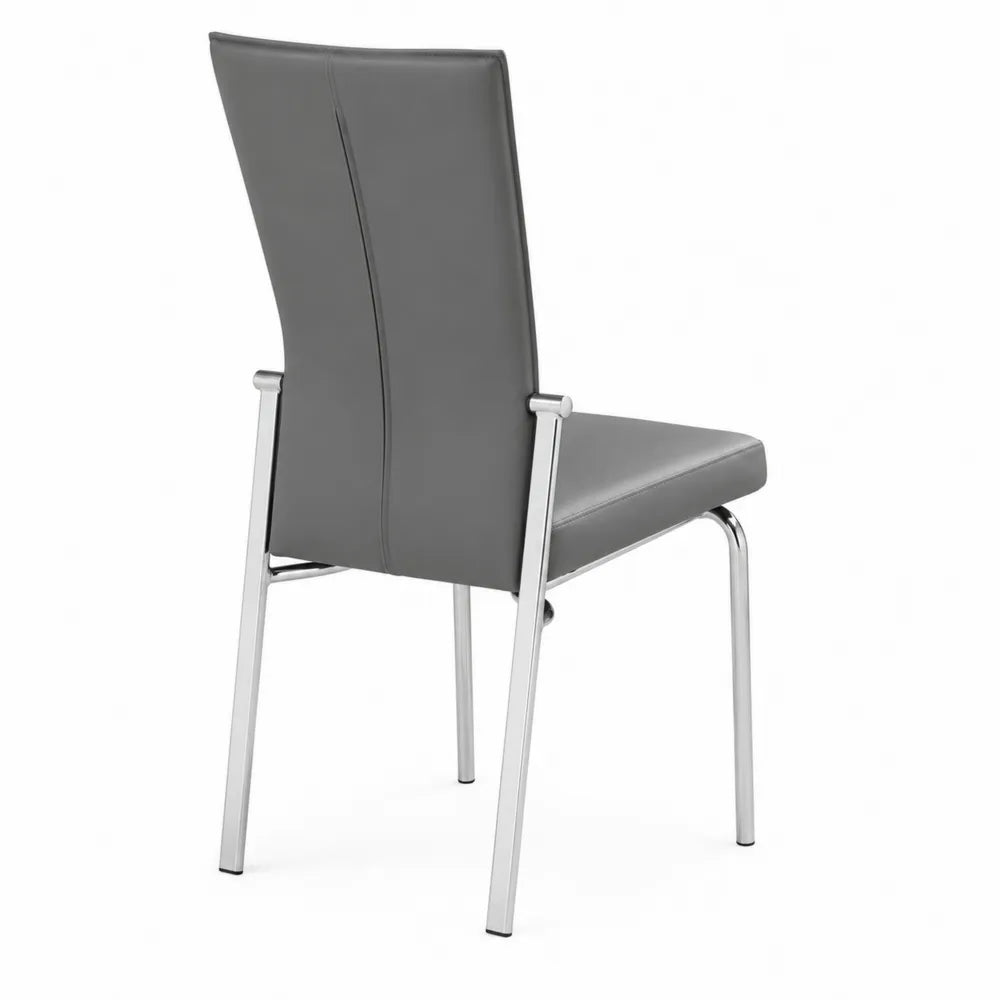 Chaise en cuir synthétique gris avec structure métallique