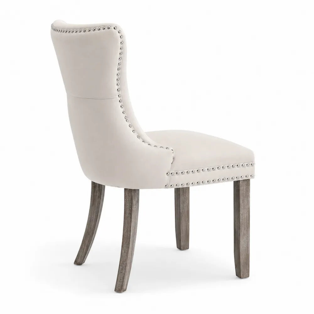 Chaise de salle à manger en similicuir avec pieds en bois, Beige