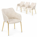 Ensemble de 4 chaises en velours avec pieds en métal - Beige