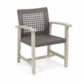 Chaise en bois d'acacia et résine tressée gris pour extérieur